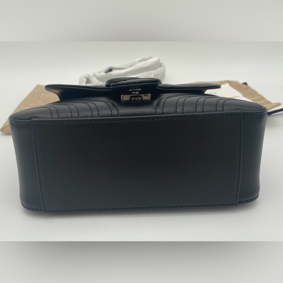 NEW! GUCCI MARMONT TOP HANDLE MATELASSE BLACK SHOULDER CROSSBODY BAG AUTHENTIC - Picture 10 of 14